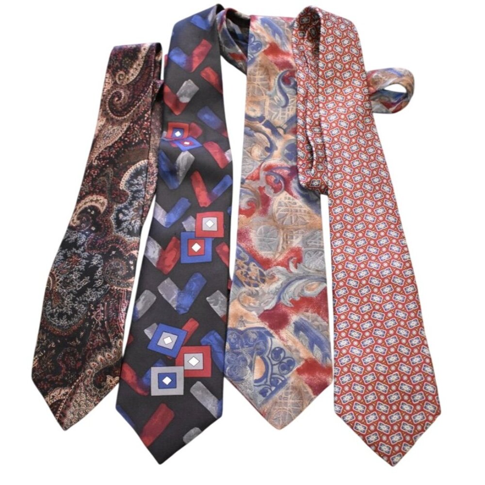 4 Vintage 90's Silk Neckties Various Brands